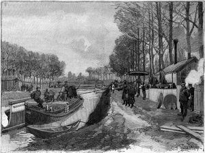 Der Seilzug von Booten auf den Kanälen in Joinville-le-Pont nach dem System von Maurice Lévy