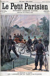 Die Polizei in Paris, die Friedenswächter auf Fahrrädern. - in „Le Petit Parisien“