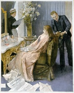 Die Sitzung des Friseurs zu Hause - Zeichnung von French School