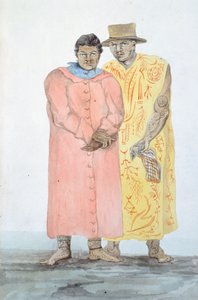Die zwei Könige von Bora Bora, Illustration aus der Reise von Louis I Duperrey, von LF Lejeune von French School