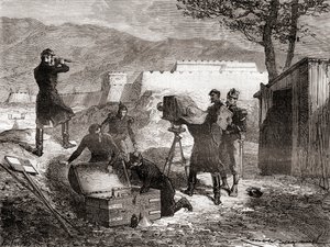 Die Nutzung der Fotografie durch die französische Armee im 19. Jahrhundert, aus Les Merveilles de la Science, veröffentlicht um 1870 von French School