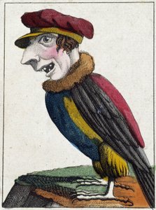 Der Geier in Karikatur, Charakterstudie „flüchtiger Charakter“ 19. Jahrhundert, populäre Bildsprache von French School