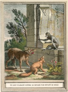 Der Wolf plädiert gegen den Fuchs vor dem Affen von French School