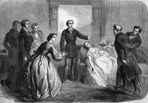 Theateraufführung von „La Marâtre“ (5. Akt, letzte Szene) von Honoré de Balzac (1799-1850). Paris, Théâtre du Vaudeville