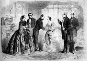 Theateraufführung des „Duc Job“ (Akt IV, letzte Szene) von Leon Laya (1811-1872). Paris, Comedie Francaise