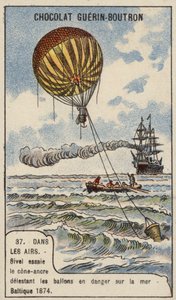 Theodore Sivel testet einen kegelförmigen Ballonanker über der Ostsee von French School