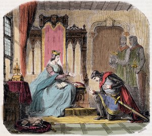 Thibault IV. von Champagne (1201-1253) (auch bekannt als Thibault I. von Navarra), kam zu Füßen der Königin Blanche von Kastilien, um sie vor der Gefahr zu warnen, der sie ausgesetzt war - in „Paris a travers les siècles“ von de Genouillac