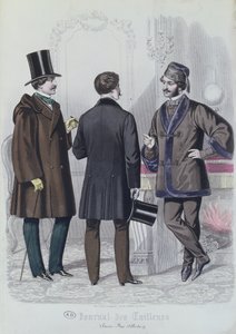 Drei elegante junge Männer, Dezember 1856 von French School