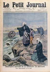 Kranzwerfen ins Meer am Allerheiligentag in der Bretagne, Titelillustration aus Le Petit Journal, 5. November 1911 von French School