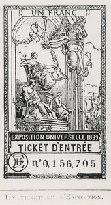 Eintrittskarte zur Weltausstellung von 1889 (Lithografie) von French School