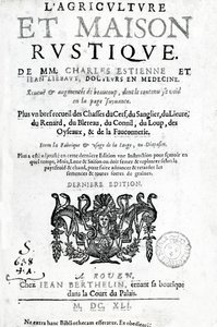 Titelseite von LAgriculture et Maison Rustique, von Charles Estienne, Ausgabe veröffentlicht 1641