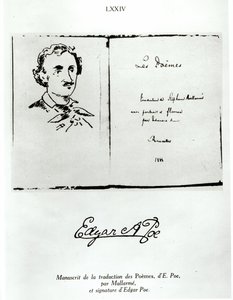 Titelblatt von Les Poemes von Edgar Allan Poe (1809-49) übersetzt von Stephane Mallarme (1842-98) mit einem Porträt des Autors, 1888 von French School