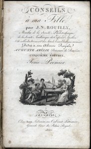 Titelseite von „Ratschläge an meine Tochter“ von Jean Nicolas Bouilly (1763-1842). 1820. Private Sammlung. von French School