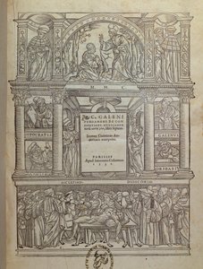 Titelseite eines Buches von Galen, veröffentlicht in Paris, 1530 von French School