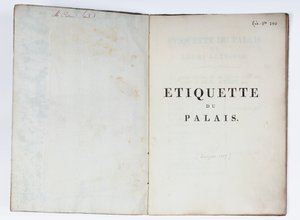 Titelseite der Etiquette du Palais, Lucca, 1805