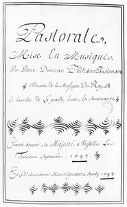 Titelseite der Pastorale von Pierre Danican Philidor (1681-1731), 1697