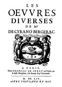 Titelseiten von „Les œuvres divers de Monsieur de Cyrano Bergerac“ 1654. (1619 -1655) französischer Schriftsteller von French School