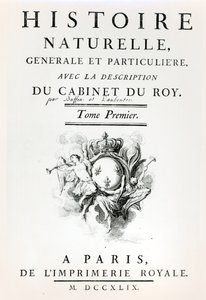 Titelseite von Histoire Naturelle, Generale et Particuliere von Buffon, Paris, 1749