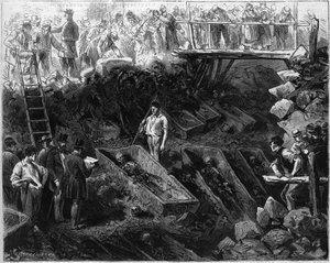 Gräber entdeckt in der Rue de Montagne Sainte Geneviève beim Graben eines Abwasserkanals