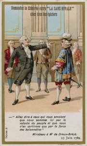 Handelskarte, die die Antwort des Grafen von Mirabeau an den Marquis de Dreux-Breze darstellt von French School