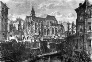 Transformationen von Paris unter dem Zweiten Kaiserreich, Paris haussmannien: Freilegung der Kirche Saint Medard im Viertel Mouffetard