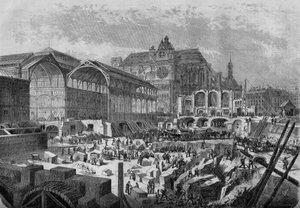 Transformationen von Paris unter dem Zweiten Kaiserreich, Paris haussmannien: Blick auf den neuen Pavillon der zentralen Markthallen