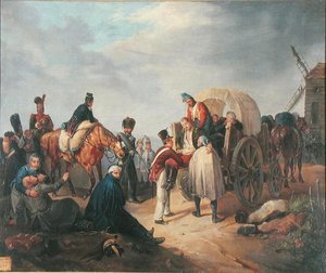 Transport der Verletzten mit dem Wagen