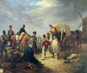 Transport verwundeter Soldaten während der Napoleonischen Kriege