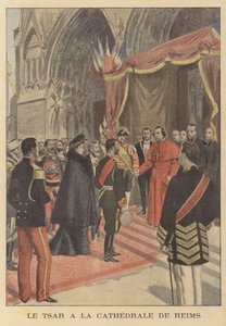 Zar Nikolaus II. von Russland in der Kathedrale von Reims während seines Besuchs in Frankreich von French School
