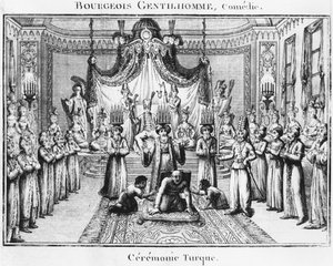 Türkische Zeremonie, Illustration aus Le Bourgeois Gentilhomme von Moliere, Ausgabe 1801 von French School