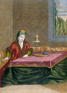 Türkische Frau spinnt Faden, ca. 1708 von French School