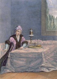 Türkische Frau beim Spinnen von Fäden, ca. 1708 von French School