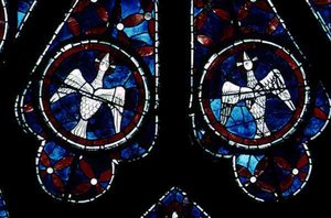 Zwei Tauben (Detail) aus dem Nordrosenfenster, ca. 1223 von French School