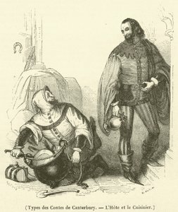 Typen der Canterbury-Erzählungen, der Wirt und der Koch (Gravur)