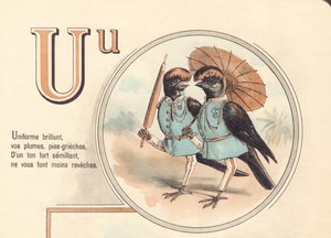 U: Briantes Uniform, eure Federn, Würger, in einem starken Ton säend, machen euch nicht weniger bedeckt von French School