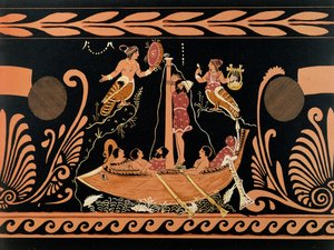 Odysseus und die Sirenen, Illustration von einer antiken griechischen Vase von French School