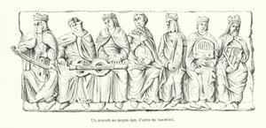 Ein Konzert im Mittelalter; nach einem Relief (Gravur) von French School
