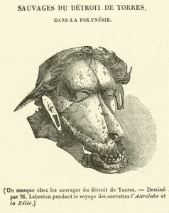 Eine Maske bei den Wilden der Torres-Straße (Gravur) von French School