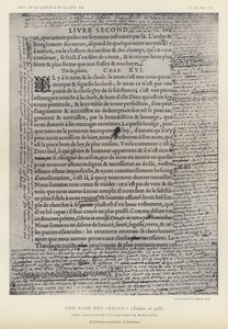Eine Seite aus den Essais, Ausgabe von 1588, mit handschriftlichen Anmerkungen von Montaigne (Lithographie) von French School