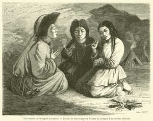 Eine Familie von Khalkha-Mongolen (Gravur) von French School