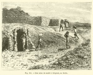 Eine Schwefelmine in Girgenti, Sizilien von French School
