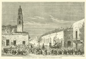 Eine Straße in Merida am Karfreitag (Gravur) von French School