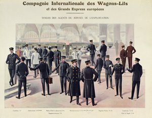 Uniformen für Mitarbeiter der Compagnie des Wagons-Lits, ca. 1910 von French School