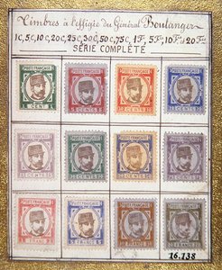 Nicht realisiertes Projekt von Briefmarken mit General Boulanger