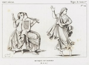 8. Jahrhundert, Herrschaft von Ludwig I., Musik und Tänze (Gravur) von French School