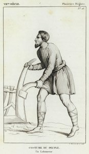 7. Jahrhundert, mehrere Herrschaften, Kostüm des Volkes, ein Bauer (Gravur) von French School