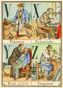 V X Y Z: Winzer, Xylograph, Augen (Augenarzt), Zinkarbeiter