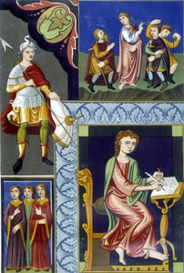 Verschiedene Kostüme des 9. Jahrhunderts. Illustration aus 