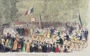 Velocipede-Rennen in Saint-Cloud, 31. Mai 1808 (Farbstich) von French School