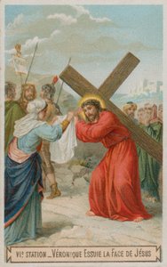 Veronika wischt das Gesicht von Jesus. Die sechste Station des Kreuzwegs von French School